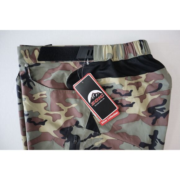 Zoic 1103E9CA Men's Sz XL Green Camo Black Zip Ether 9" Trail Rider Shorts - Picture 6 of 9